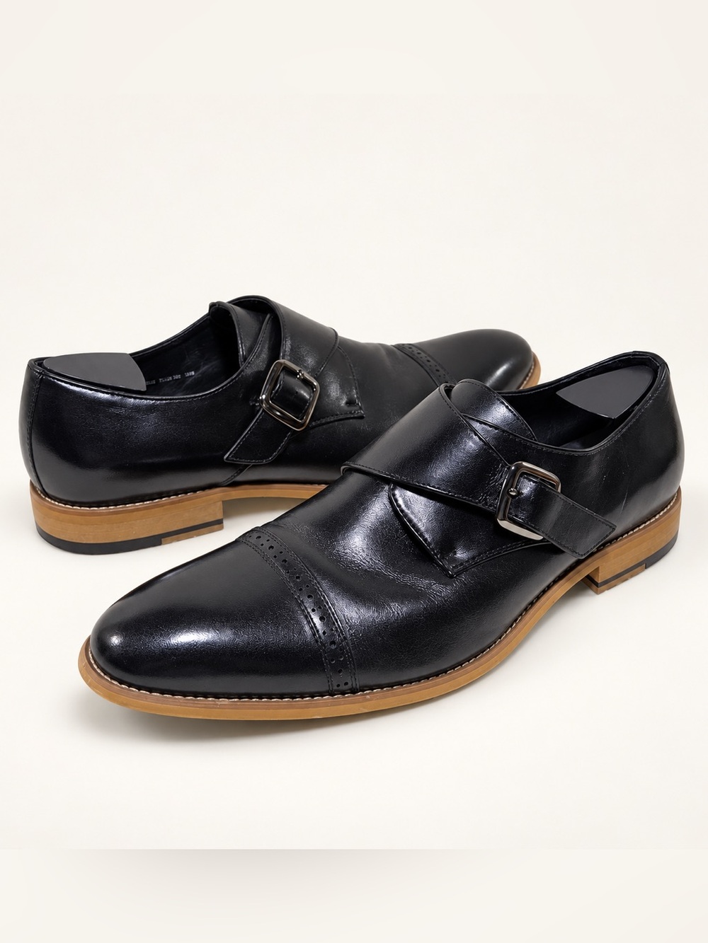 Stacy Adams Desmond Men’s 13 Black Leather Cap Toe Monk Strap Dress Shoes